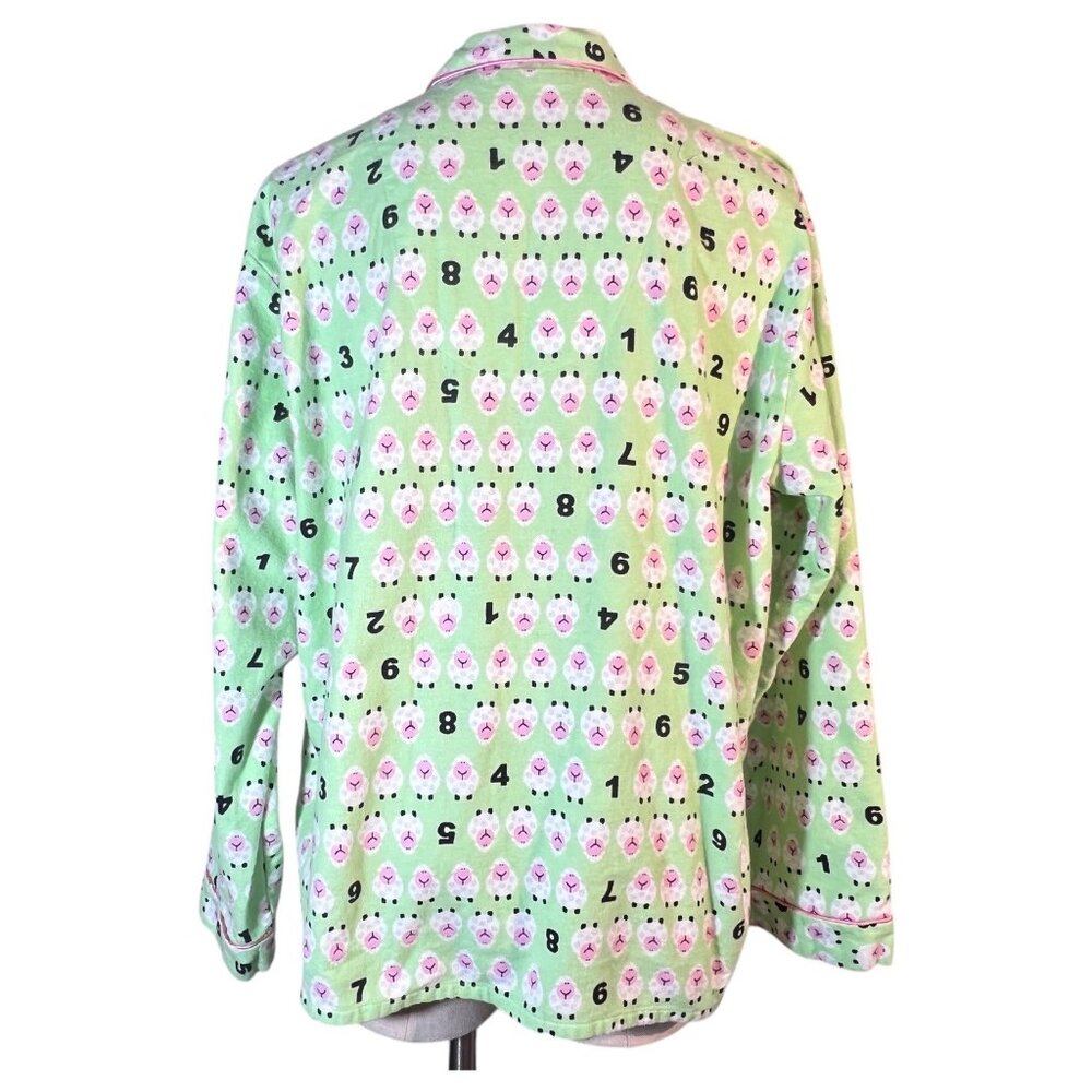 Sleep Tight 2 Piece Flannel Pajama Set Counting Sheep Print Green Size Large - Picture 6 of 10